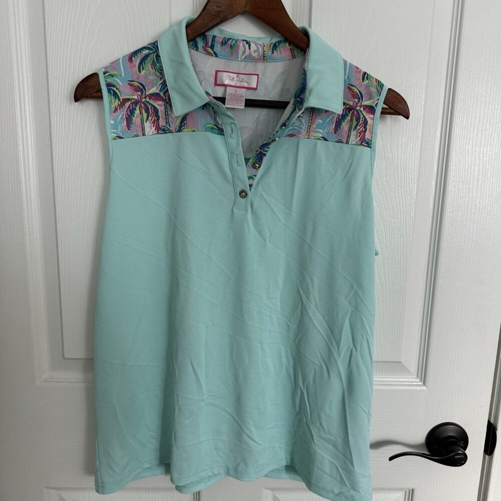 Stella Parker Floral Sleeveless Collared Shirt Size Large Women’s